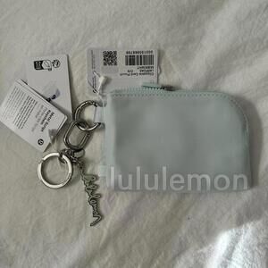 Lululemon Clippable Card Pouch AND Metal Script Keychain Pack MINT BREEZE - NWT